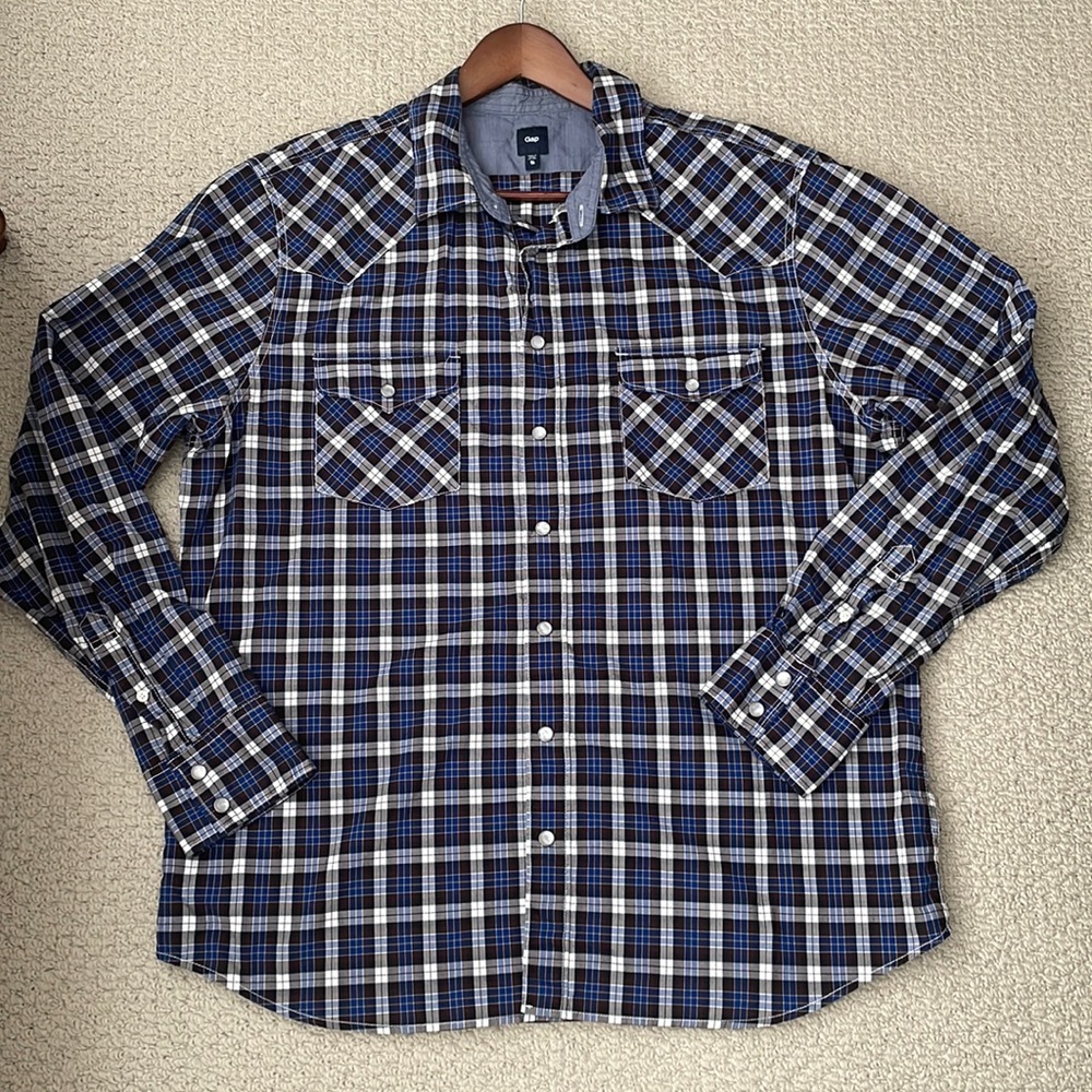 Gap mens plaid snap up shirt XL